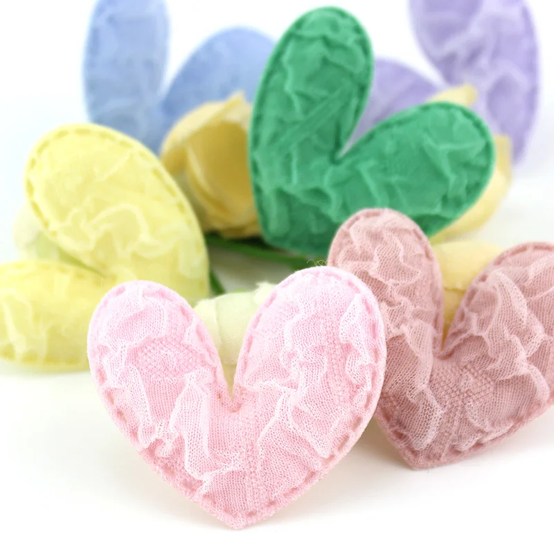 36Pcs 4cm garza a forma di cuore Appliques imbottite per copricapo per bambini tornante artigianato Decor Bag ornamento accessori di abbigliamento