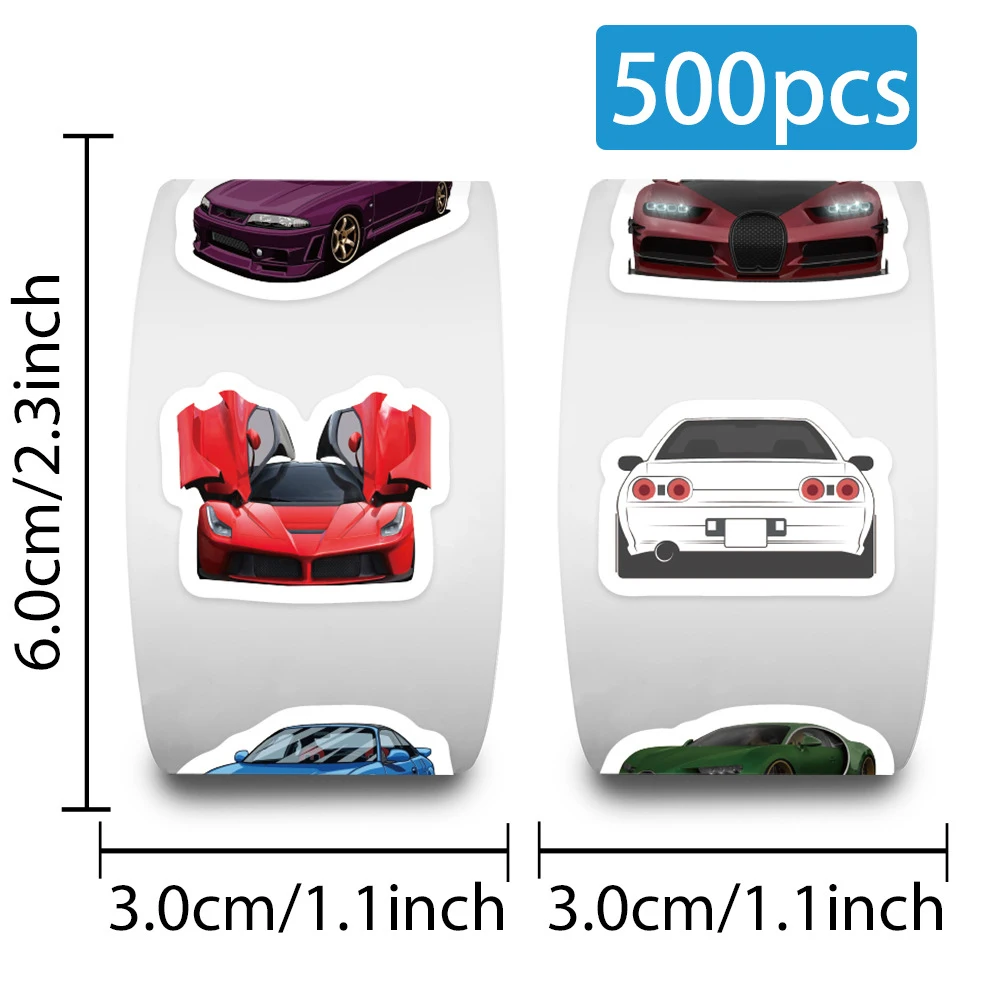 

500pcs Cartoon JDM Racing Car Graffiti Stickers Roll Waterproof Cool DIY Luggage Skateboard Laptop Kids Sticker Toys Gifts