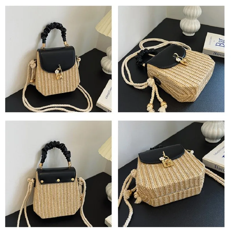 Fashion Rattan Shoulder Bags Women\'s Designer Handbags Luxury Wicker Woven Crossbody Bag Summer Beach Straw Bag Lady Small Totes