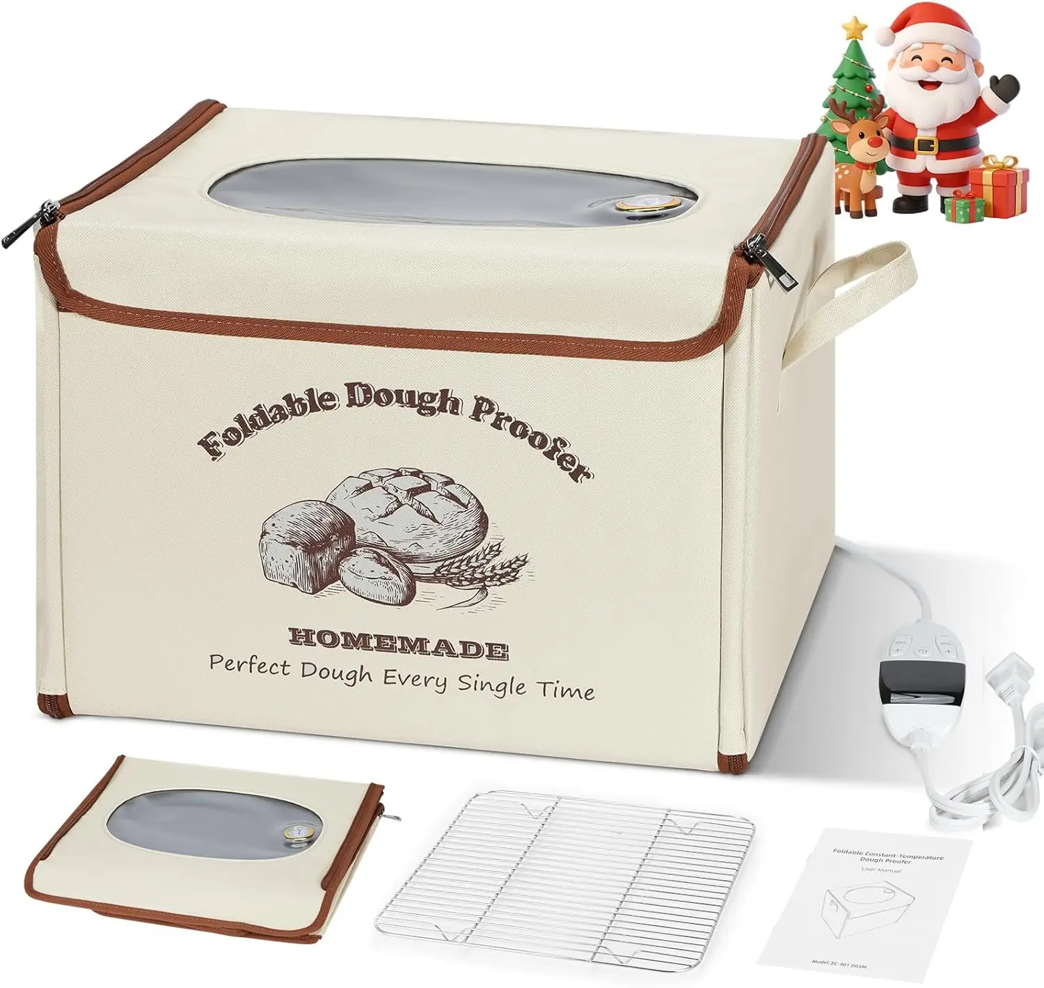 

Складной электрический тестопроектор - 50-130 ° Контроль температуры F, цифровой таймер 12 часов, для закваски/йогурта