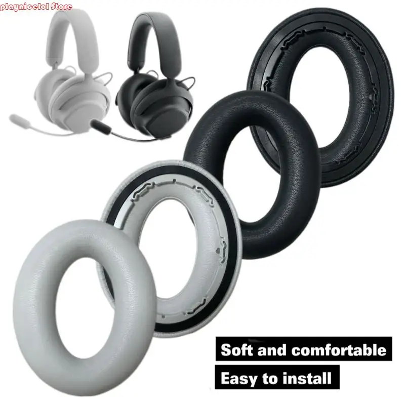 e8ba 1 زوج من وسادة الأذن الجلدية البديلة للسماعات اللاسلكية غطاء الأذن وسادة الأذن