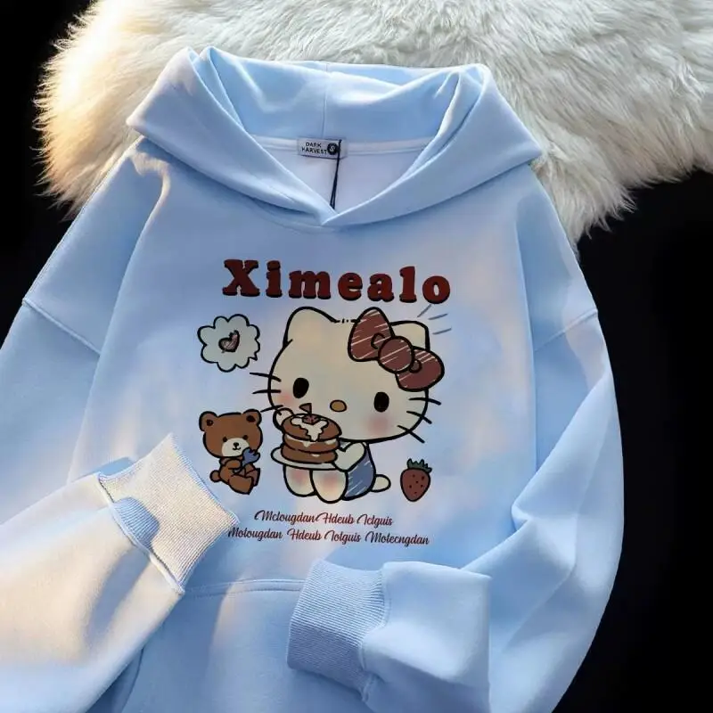 

Sanrio Hello Kitty women's Hoodie Pullover coat tops Cotton Autumn Winter New Japanese Style Cute Cartoon Loose Lazy Top Coat