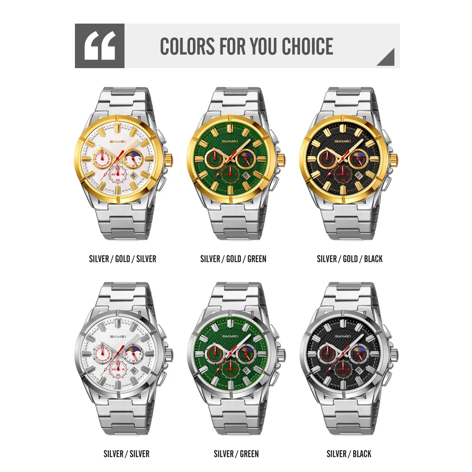 ساعة يد كوارتز SKMEI 9355 Time StainlSteel للرجال مقاومة للماء