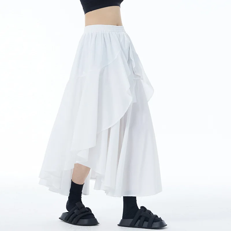 Tannt falda de mujer faldas irregulares de cintura alta para mujer asimetría negro Gary Casual todo-fósforo Casual faldas largas mujeres 2025