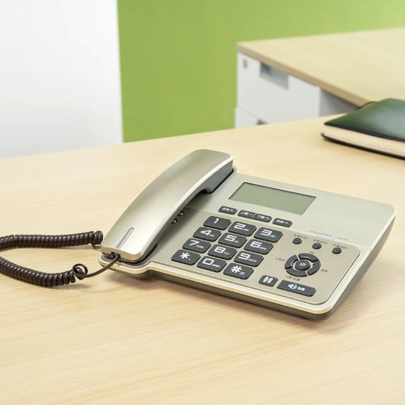 Office Corded Phones Wired Desktop Landline Telephone with Caller ID, Orange Backlit, Alarm, Support Speakerphone