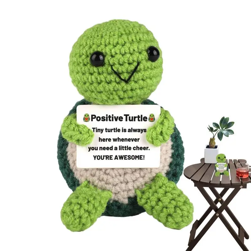 Handmade Crochet Positive Turtle Hand-crocheted Emotional Support Positive Crochet Sea Turtles ornaments For Home Studio