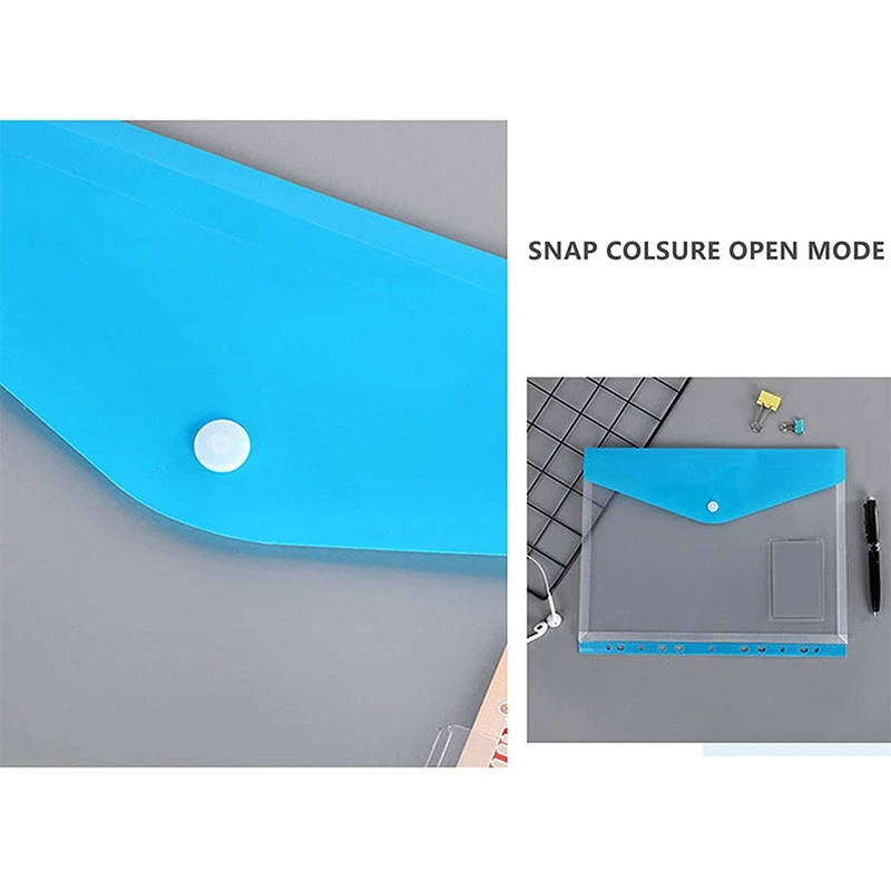 Пластиковые бумажники A4 с перфорацией, 12 упаковок, бумажники для бумаг A4, пластиковые бумажники для документов с карманом