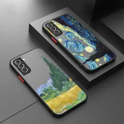 Van Gogh Oil Painting Sunflower For Samsung S24 Case S21 FE S22 S23 Plus S10 9 Funda For Galaxy S24 Ultra Case Matte Phone Cover