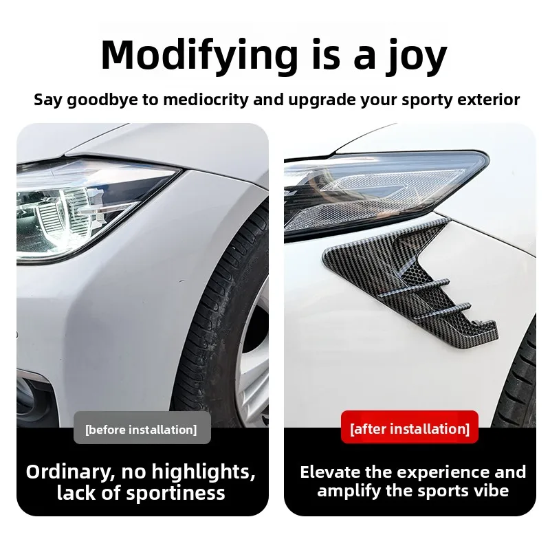 2er-Set Lüftungsabdeckungen für Kotflügel und Motorhaube – Luftstrom-Einlassverkleidung, Auto-Seitenzubehör, Flügel-Aufkleber, Belüftungssticker, modifiziertes Styling – Detail 3