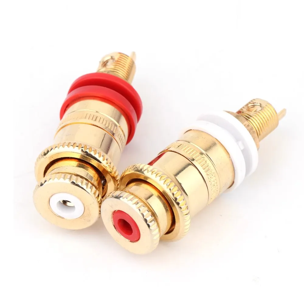 Preffair Brass Gold Plating Speaker Terminal Binding Post Amplifier Connector Suitable For 4mm Banana Female socket Plug