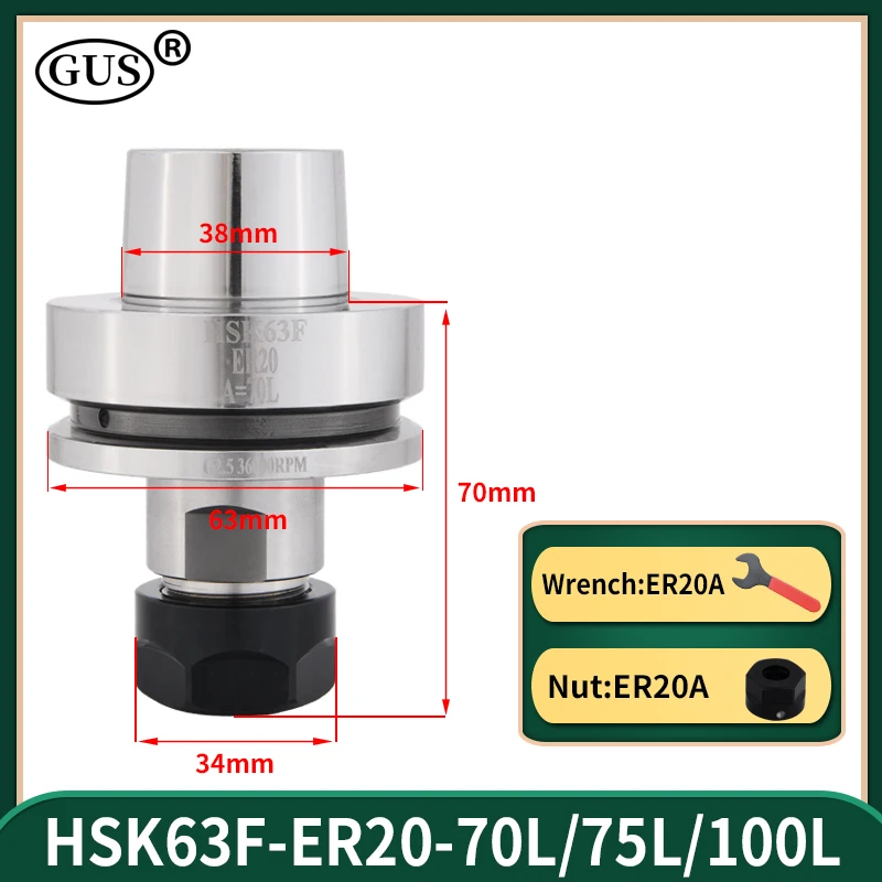 HSK63F High-speed Tool Holder HSK63 HSK 63F ER ER16 ER20 ER25 ER32 ER40 Collet CNC Spindle Engraving Woodworking Machine Lathe