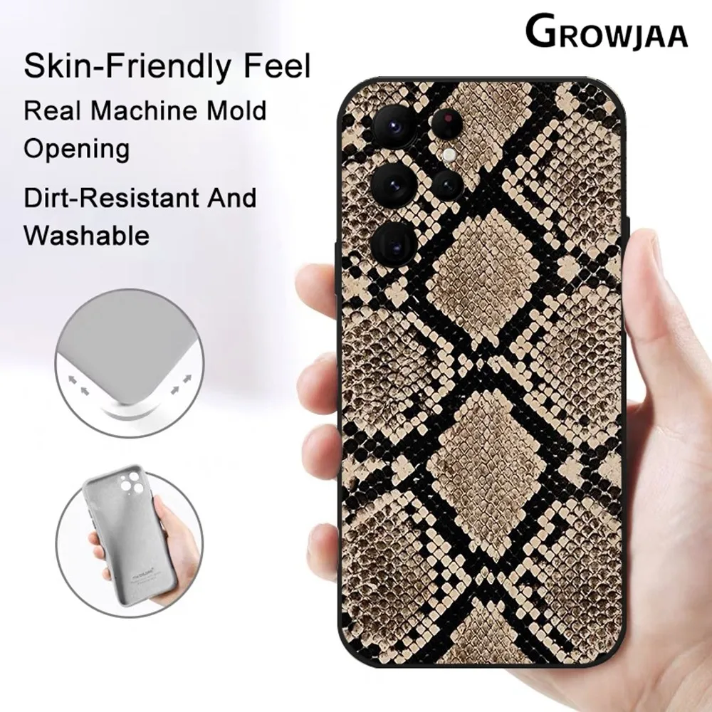 Pretty Luxury Snake skin Phone Case for Samsung Galaxy S24 Ultra S22 S23 Ultra S21 S20 Protective Silicone Funda