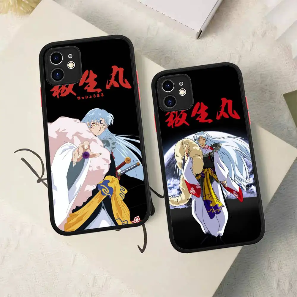 Japen anime i-inuyashaphone caso para iphone 16 15 14 13 12 11 pro max plus x x xs max preto fosco telefone fundas