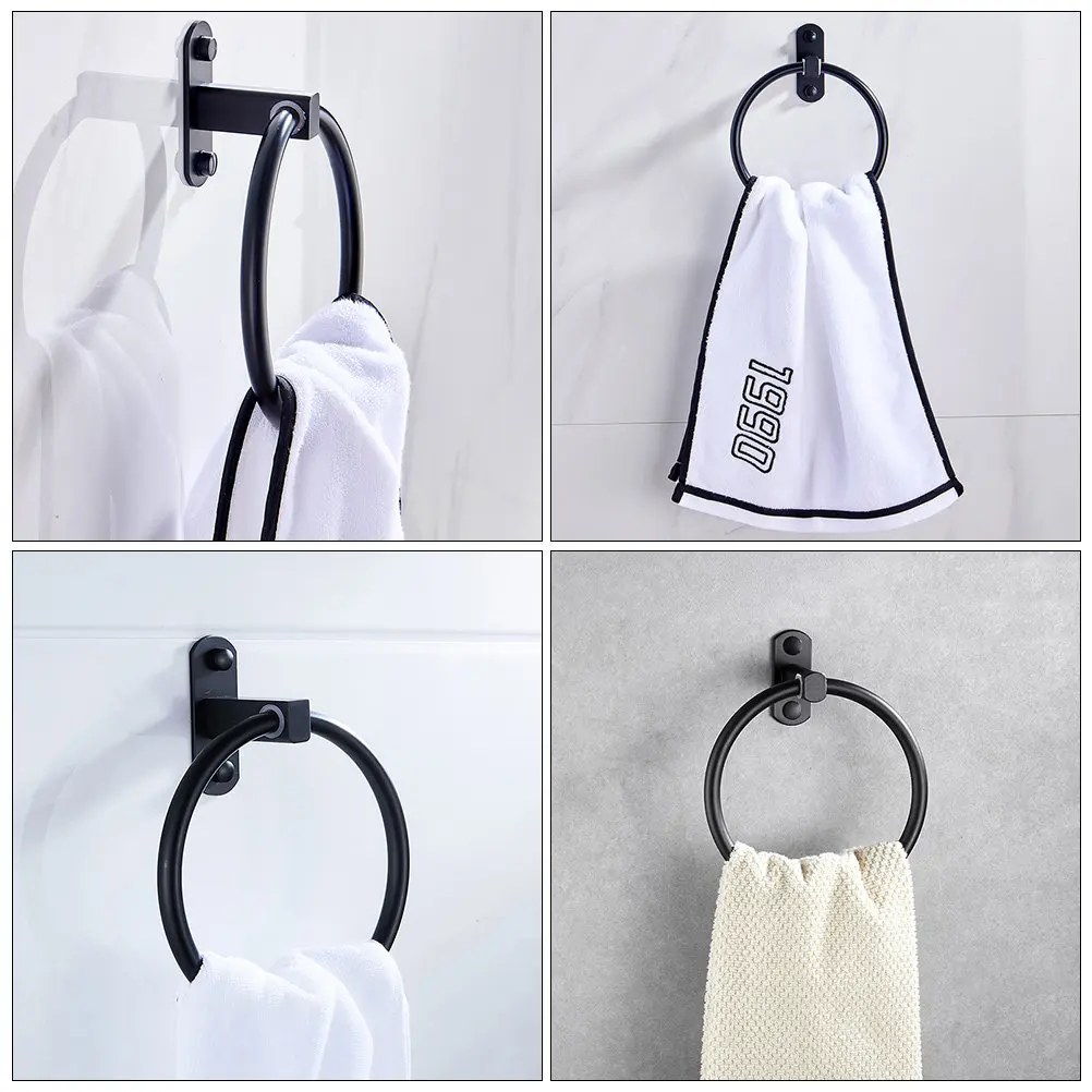 1Pcs Thick Aluminum Towel Hanger Bathroom Black Integral Bending Molding Smooth Rounded Corners Strong Load Capacity Eco