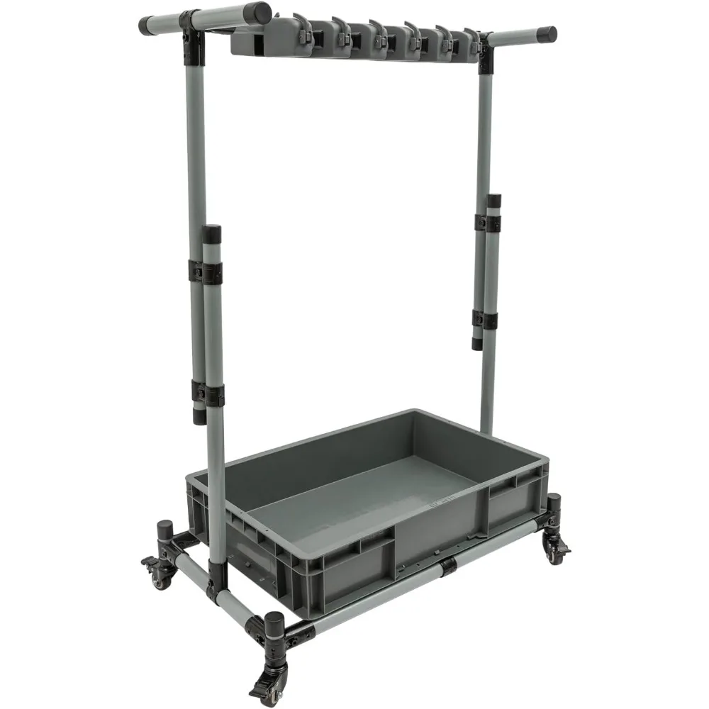 حامل ممسحة ومكنسة مثبت على الأرض للمماسح المبللة، وعربة تخزين أدوات التنظيف المحمولة