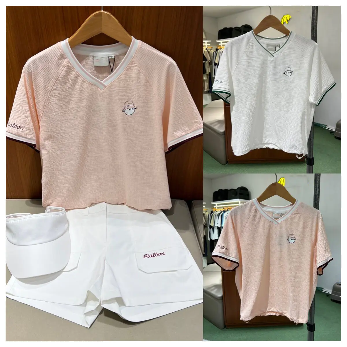 malbon 2026 Korean Women's Golf Short Sleeve T-Shirt Summer Cooling Lightweight Neck Logo Sports Top Breathable Casual Golfwear