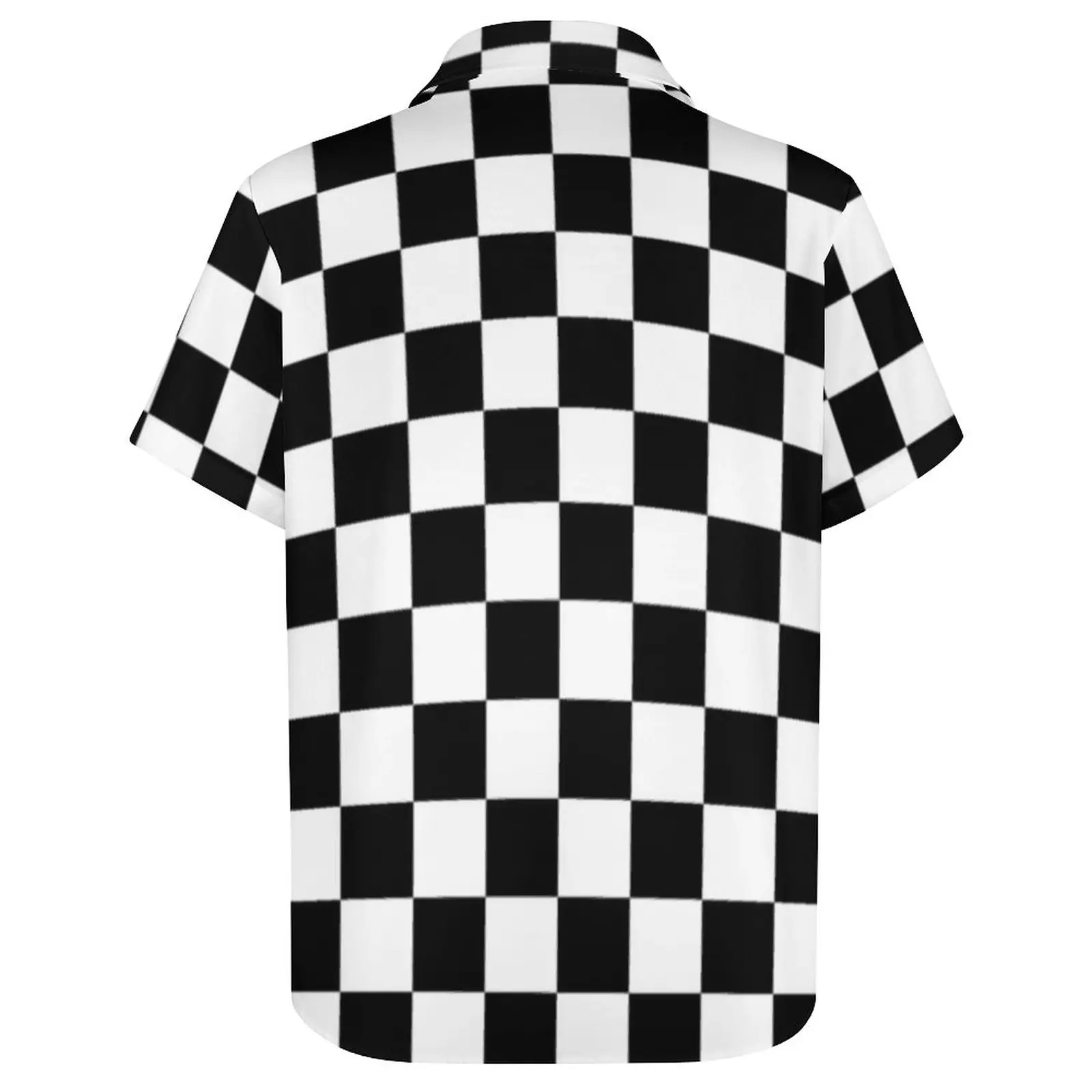 Black Checkerboard Casual Shirts Classic Black White Checker Beach Shirt Hawaiian Y2K Blouses Man Print Clothing Plus Size 4XL