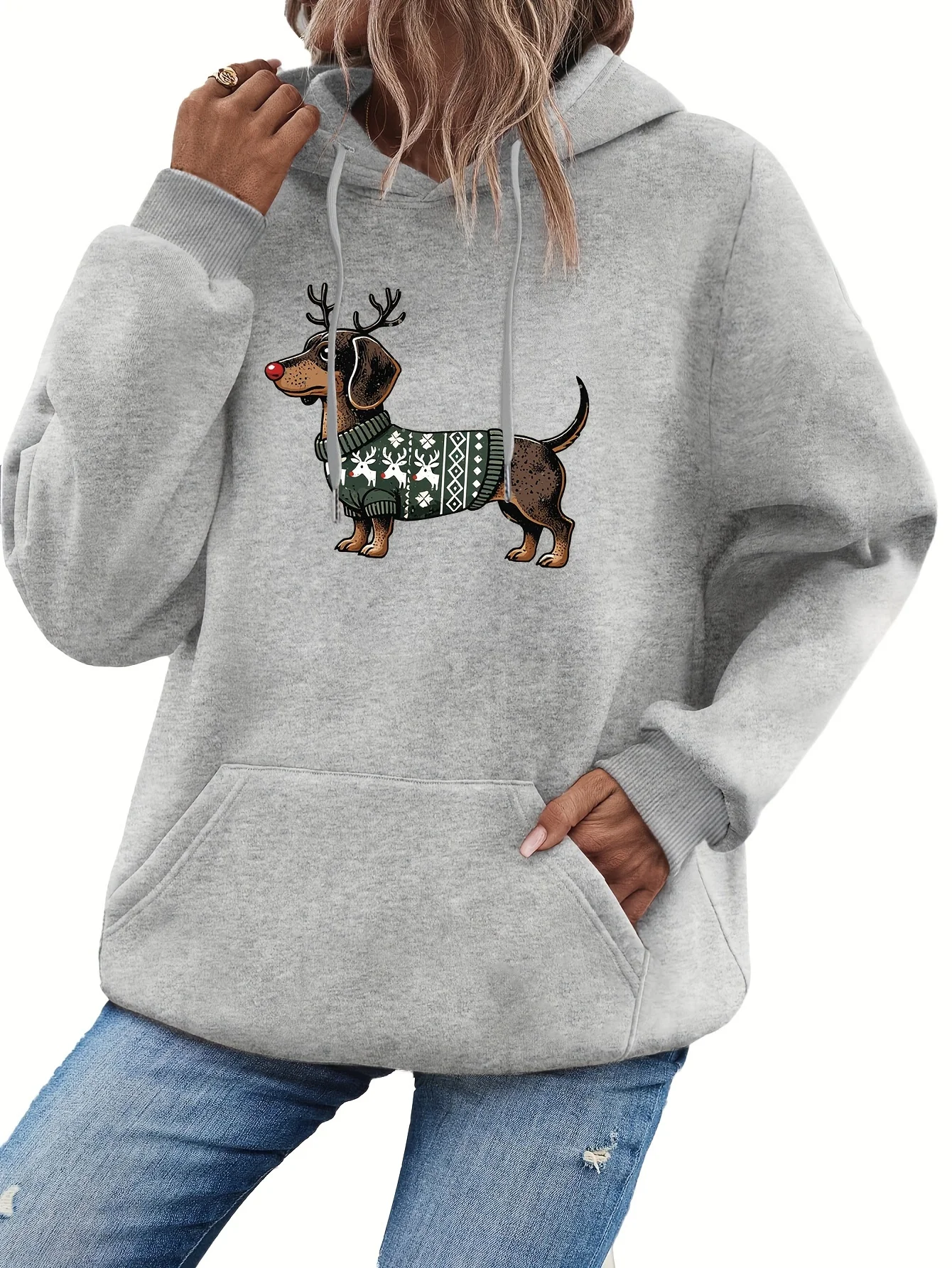 Lässiger Damen-Hoodie mit einem süßen Katzenmuster, Rundhalsausschnitt, langen Ärmeln, ideal für Herbst und Winter, um die Körpertemperatur zu regulieren, normaler Schnitt. – Detail 15