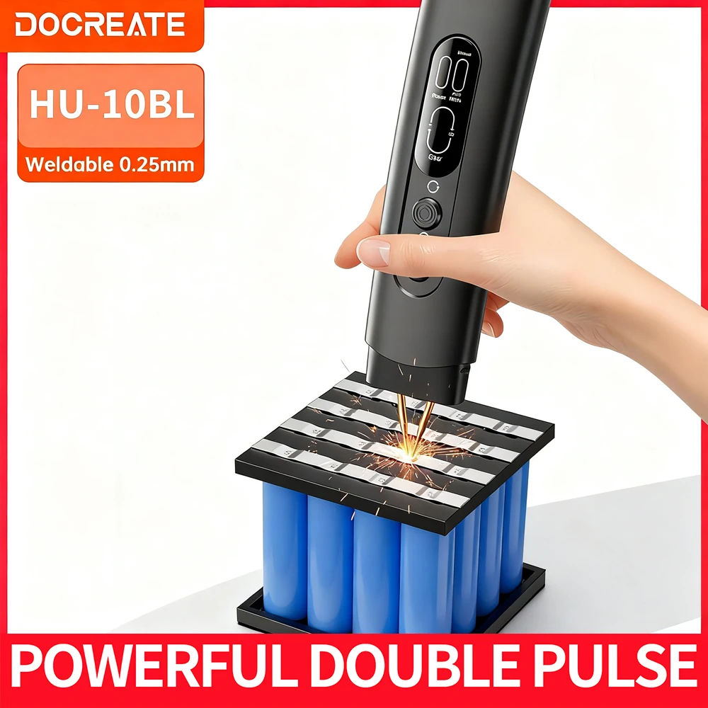 Docreate HU-10BL Portable Spot Welder DIY Handheld Spot Welding Machine 8 Gears Adjustable Spot Weldin for 18650 Lithium Battery