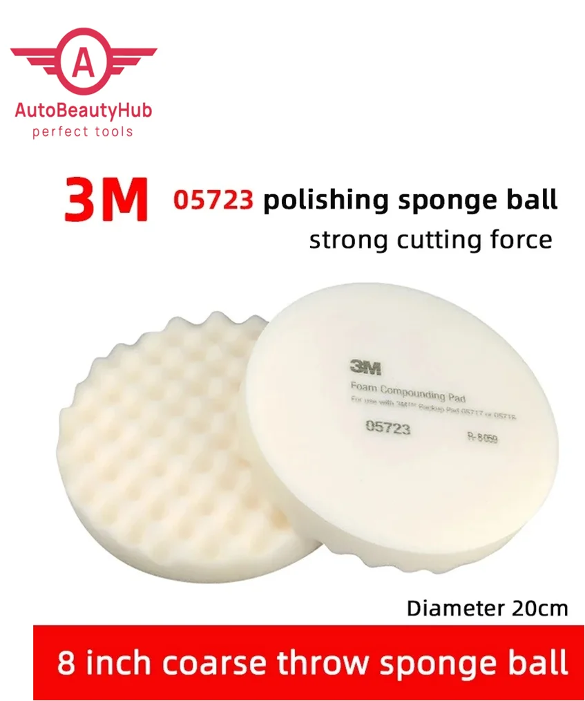 

3M 05723 8-дюймовый (200 мм) губчатый шариковый полировальный диск, грубая белая губка для полировки и вощения автомобиля