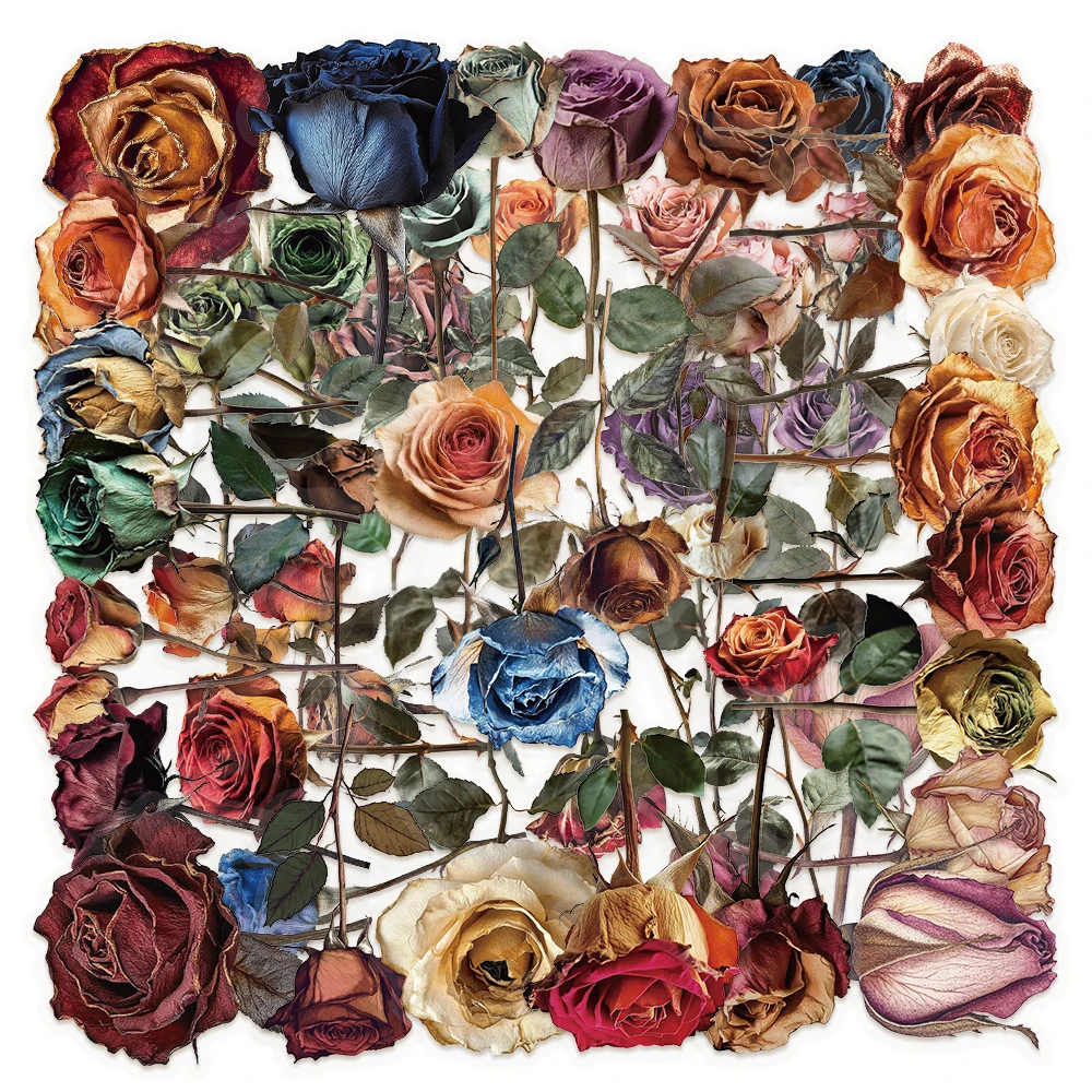 10/30/50pcs Carino Estetico Fiori di Rosa Secche Adesivi Cartoon PET Decalcomanie Giocattolo FAI DA TE Laptop Cancelleria Valigia Adesivo Trasparente