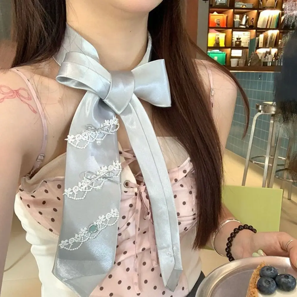Clothing Decoration Korean Bow Tie Lace Bowknot Bow Necktie Y2K College Style Shirt Tie Decoration Uniform Suit