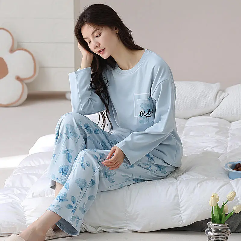 Hot 2026Spring Summer New Women Fashion Soft Skin Friendly Comfort Sleepwear Long Sleeve Casual Loose Outerwear Home Clothingset