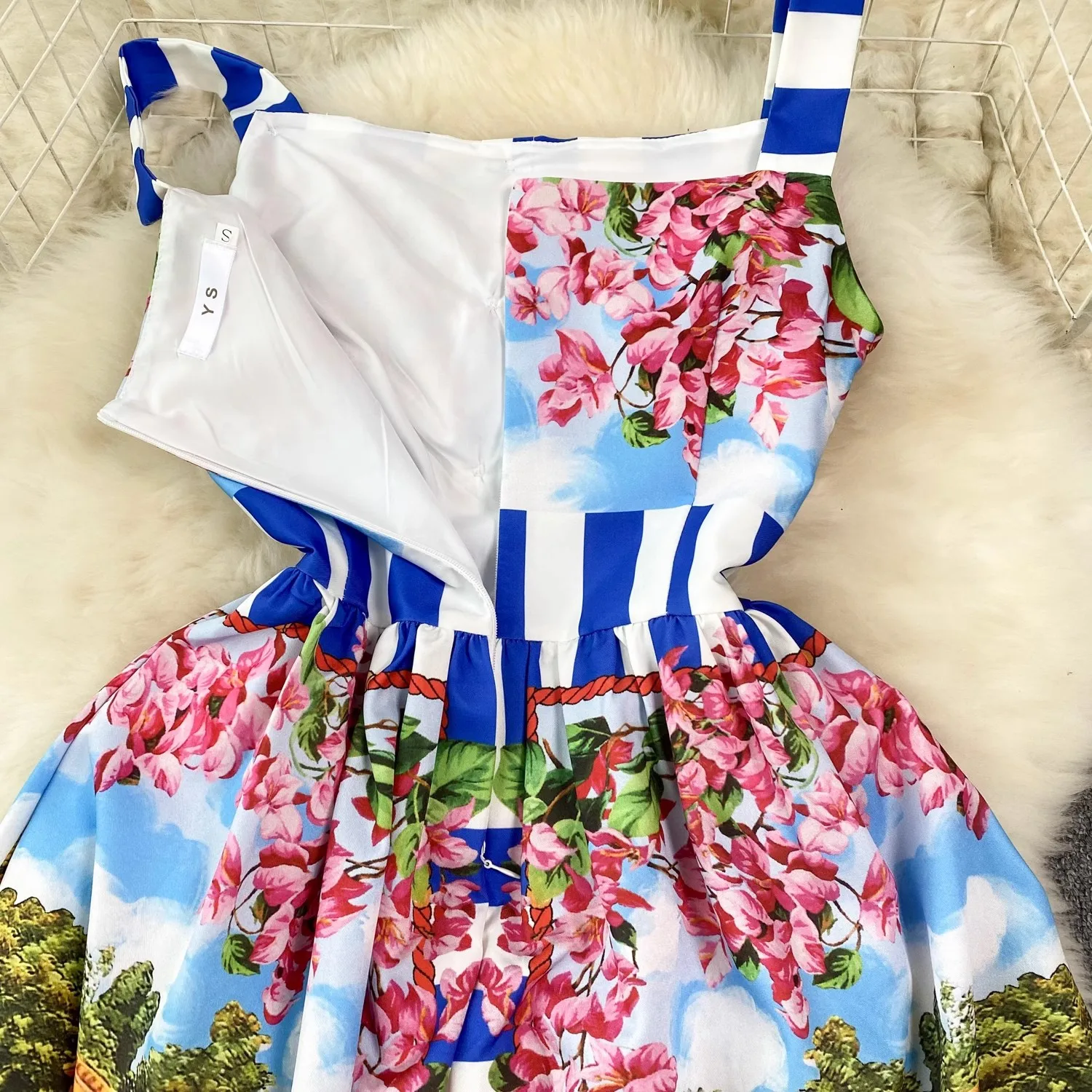 Vestido Holaiday de pasarela para mujer, Vintage, tirantes finos, botones, estampado de flores, Sexy, Espalda descubierta, Delgado, cintura alta, otoño