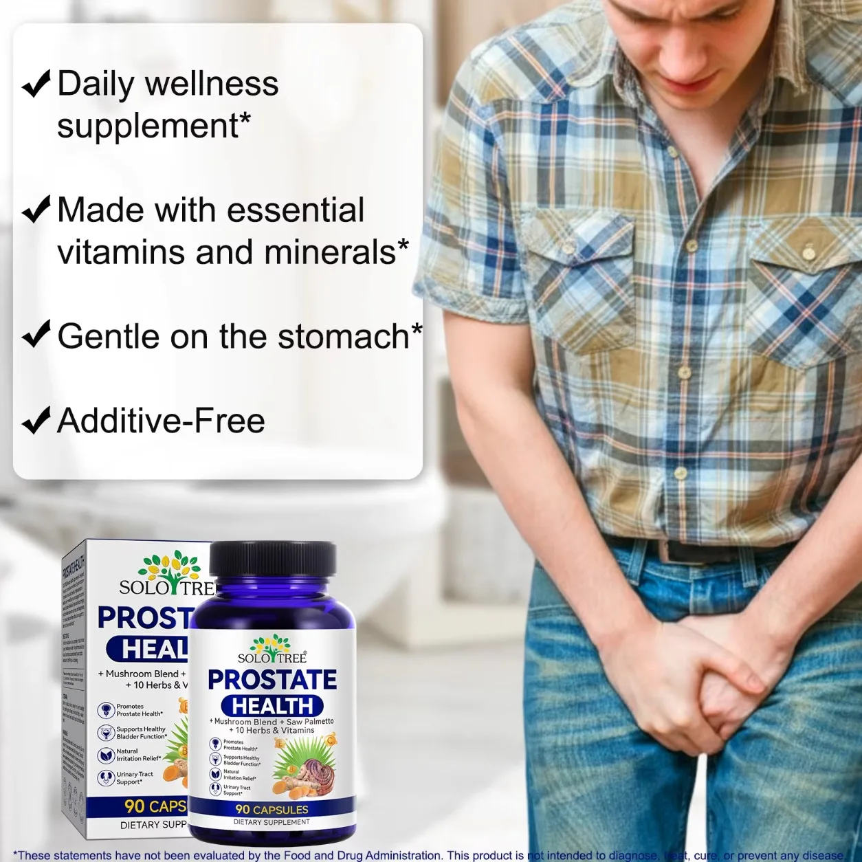 Saw Palmetto Prostate Health Capsules – Bladder & Urinary Support with Beta Sitosterol, Stinging Nettle & Mushroom Blend, 90 Ct