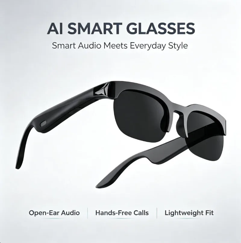 Bluetooth Smart Glasses Open Ear Audio Sunglasses Wireless Headset, Hands Free Calling Polarized Outdoor Cycling Shades