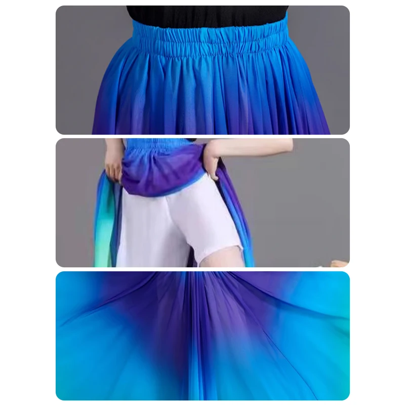 Fließender Langer Flamenco-Farbverlauf Bauchtanzrock für Damen 720-Grad-Sonnenschürze Spanisches Klassisches Tänzerkostüm 2026 – Detail 3