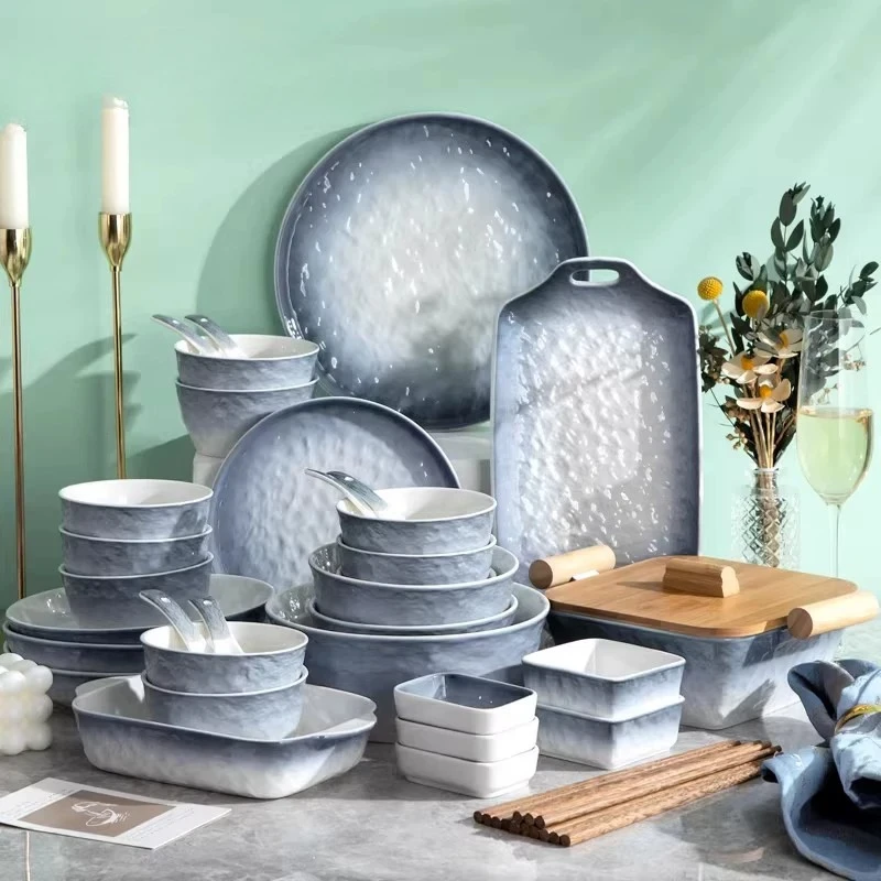 

Aesthetic Blue Dinner Sets Design European Style Italian Designer Dinnerware Sets Ceramic Elegant Bajilla Ceramica Dinnerware