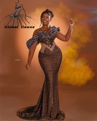 Aso Ebi Sexy Beaded Crystal Evening Dresses For Black Girls Appliques Birthday Party Gowns Formal Gown Mermaid Customized
