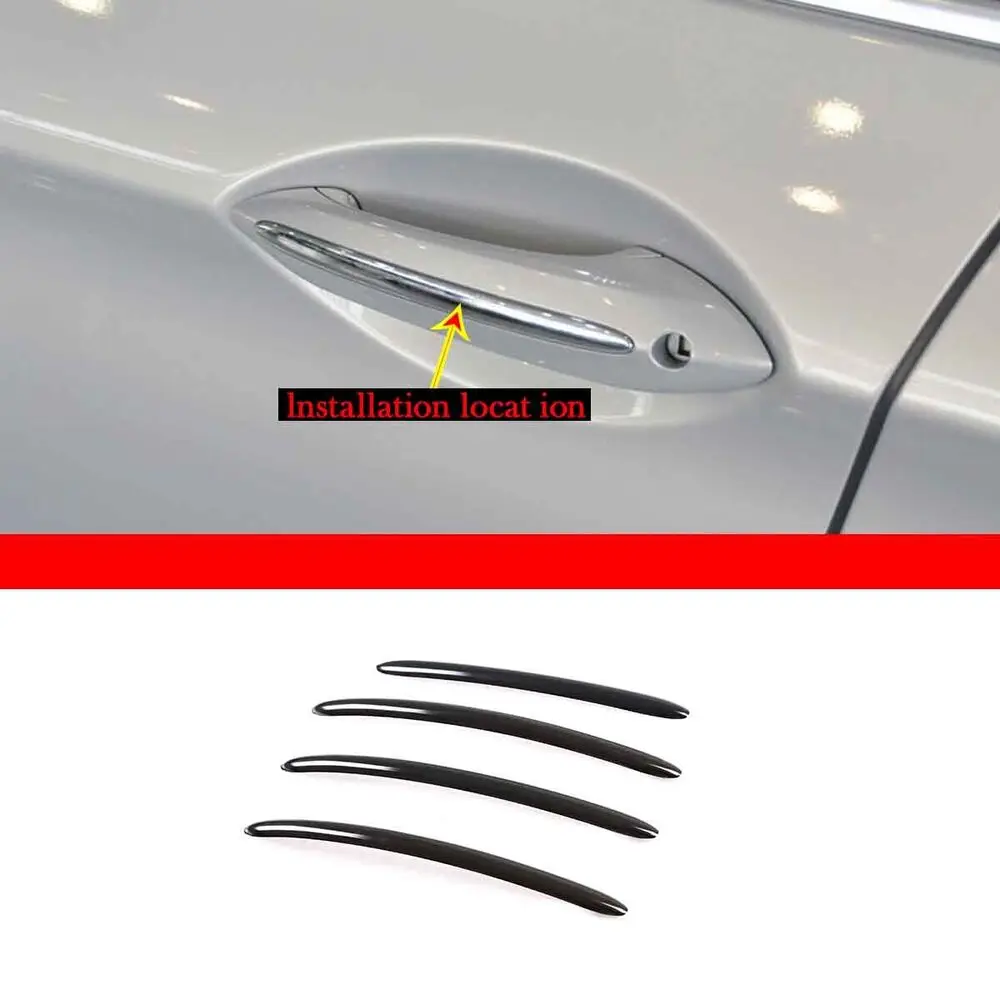 Gloss Black Stainless Steel Door Handle Stripe Trim Cover For BMW 5 Series F10 F11 2010-2016