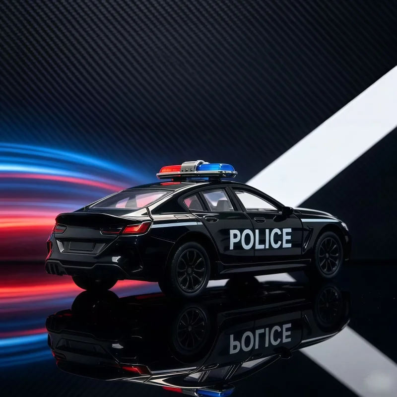1/36 city police sports car alloy car model, return slide toy, doors and trunk can be opened, hobby collection display toy - view 2