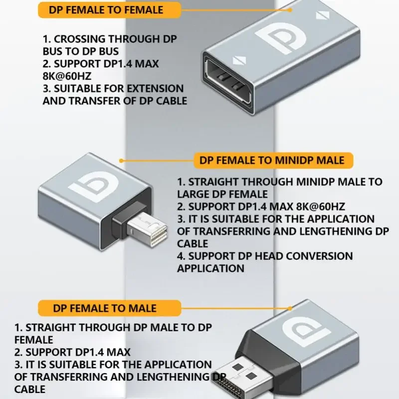 RYRA DP 1.4 HDMI-compatibele Adapter Mini Display Port Converter Vrouw Naar Man 8K 60Hz Voor laptop Computer Monitor Projector