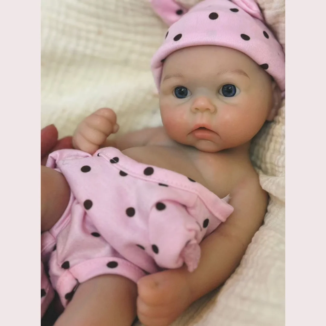 Ojos abiertos 33CM bebé reborn de silicona sólida niña muñeca Hanamde piel pintada boca abierta y muñeca recién nacida lavable