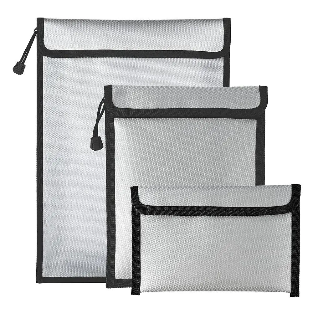 Waterproof Fireproof Document Bag Portable Zipper Closure Fireproof Shielding Folder Heat-resistant S/M/L