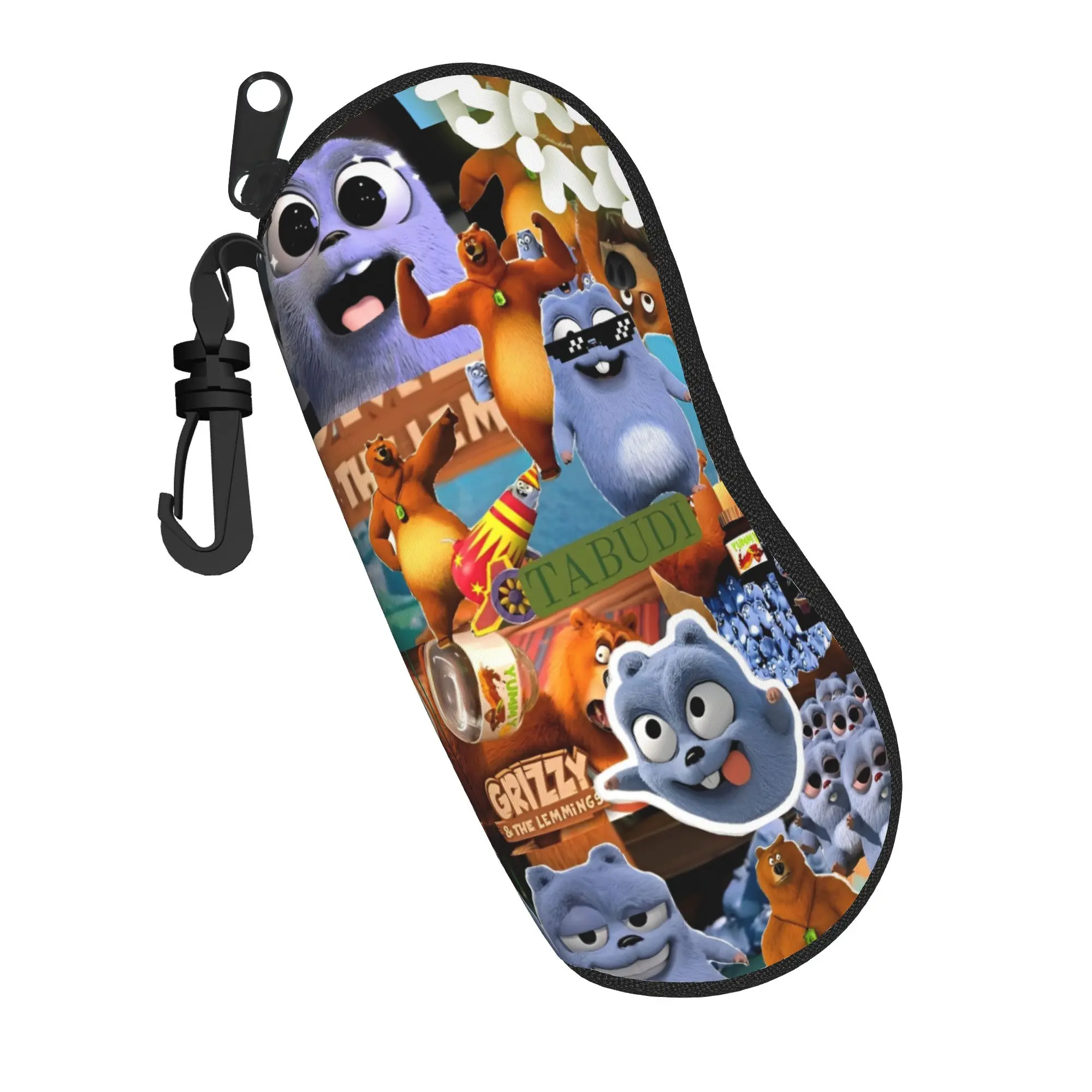 Grizzy and The Lemmings Cartoon Glasses Case Men Women Printing Zipper  Eyewear Storage Box Gift Eyewear Container