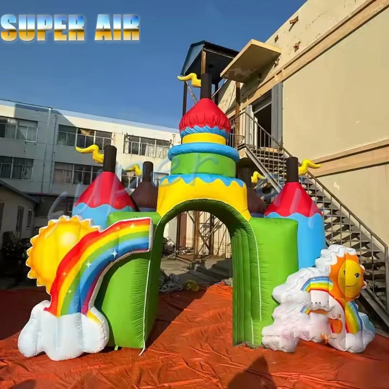 Arco gonfiabile del castello arcobaleno dell'esposizione dell'attività commerciale per la festa dei bambini