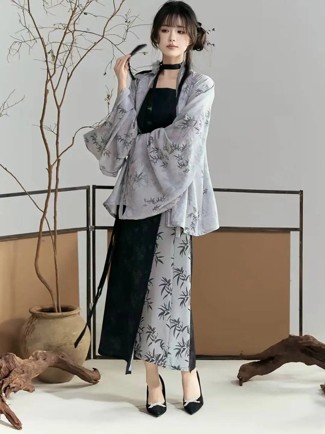 New Chinese Style Wei-Jin Period Northern Dynasties Pleated Garment Hanfu Women Jin System Improve Straps Spinning Skirt