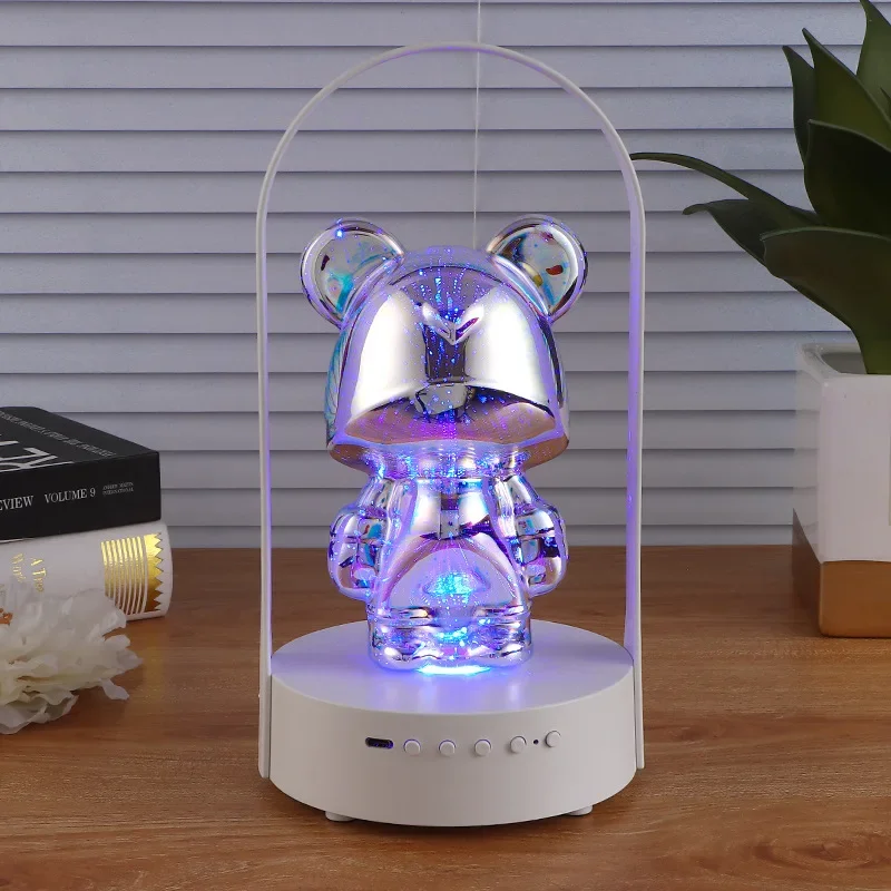 3D Colorful Night Light Luminous Bluetooth Fireworks Ambient Light Bedroom Ornament Bedside Light Gift Bear Lamp