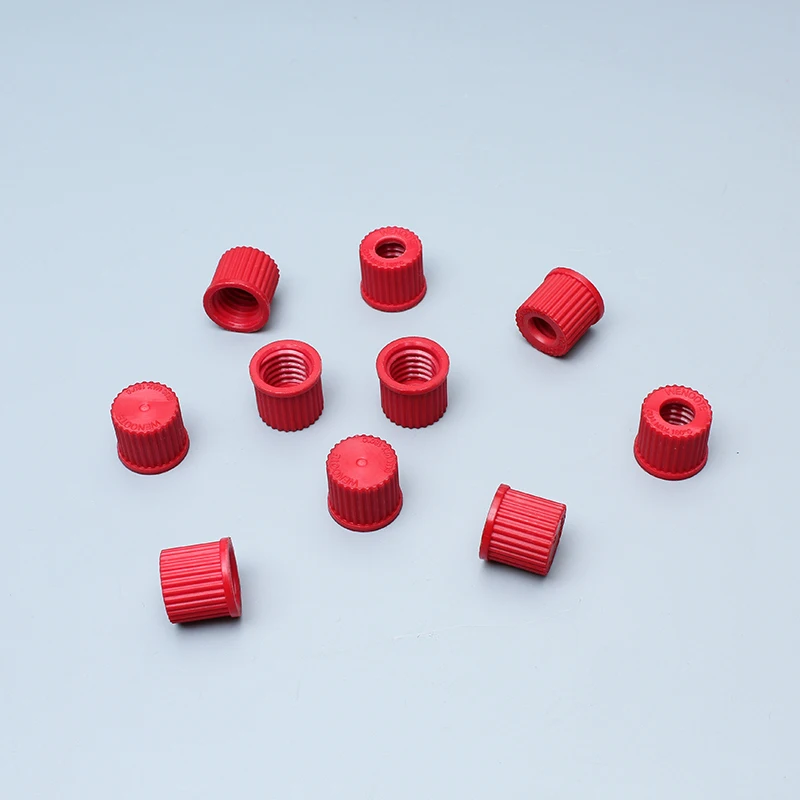 

10 Pieces GL14 PBT Reagent Cover 180C Red Cover Inlet Top Opening Cover High Temperature Screw Cover Glass Instrument Cover