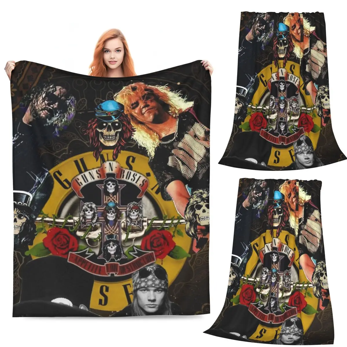 

Guns N Roses Hard Rock Band Blanket Fleece Sofa Throw Blanket Breathable for Home Bedroom Outdoor Throws Bedspread Quilt