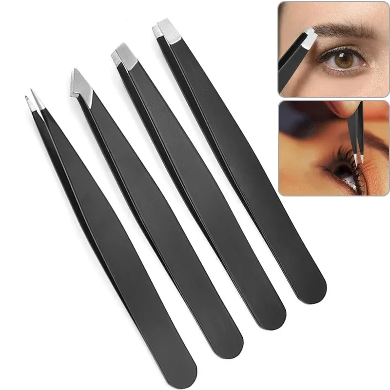 1pcs Stainless Steel Eyebrow Tweezers Hair Removal Tweezer Plucker Special Oblique Eyebrow Clip Hair Removal Clip Beard Clip Fac