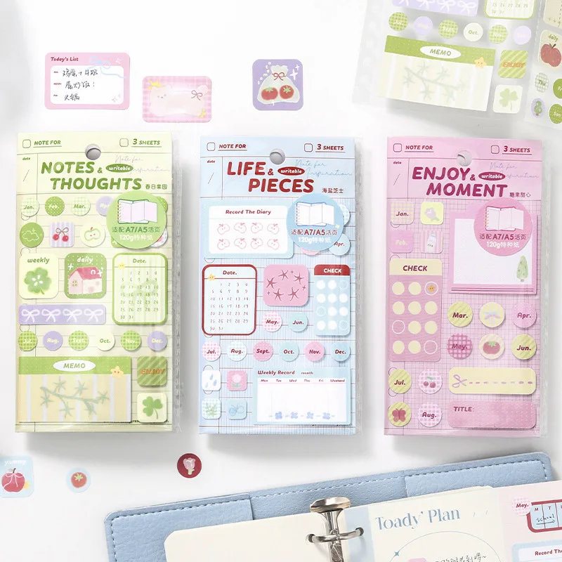 Tri-fold Decorative Sticker, Life Record Book Series, Korean Basic Clock in Record Handbook Sticker
