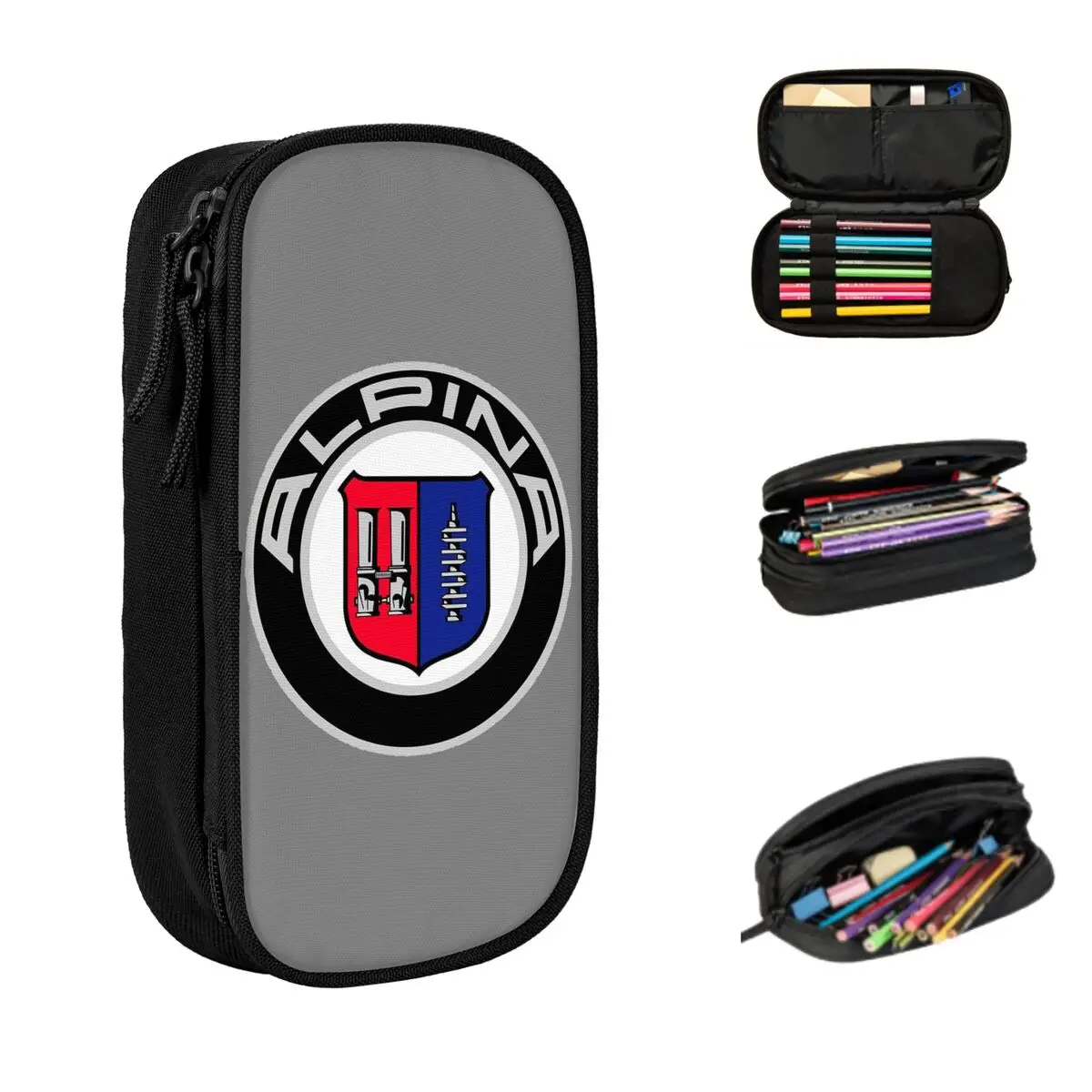 Alpina-Carro clássico Logos Lápis Casos, Grande Capacidade Pen Bags, Pen Box, Lápis Bolsa para Meninos e Meninas, Estudantes Papelaria Escola