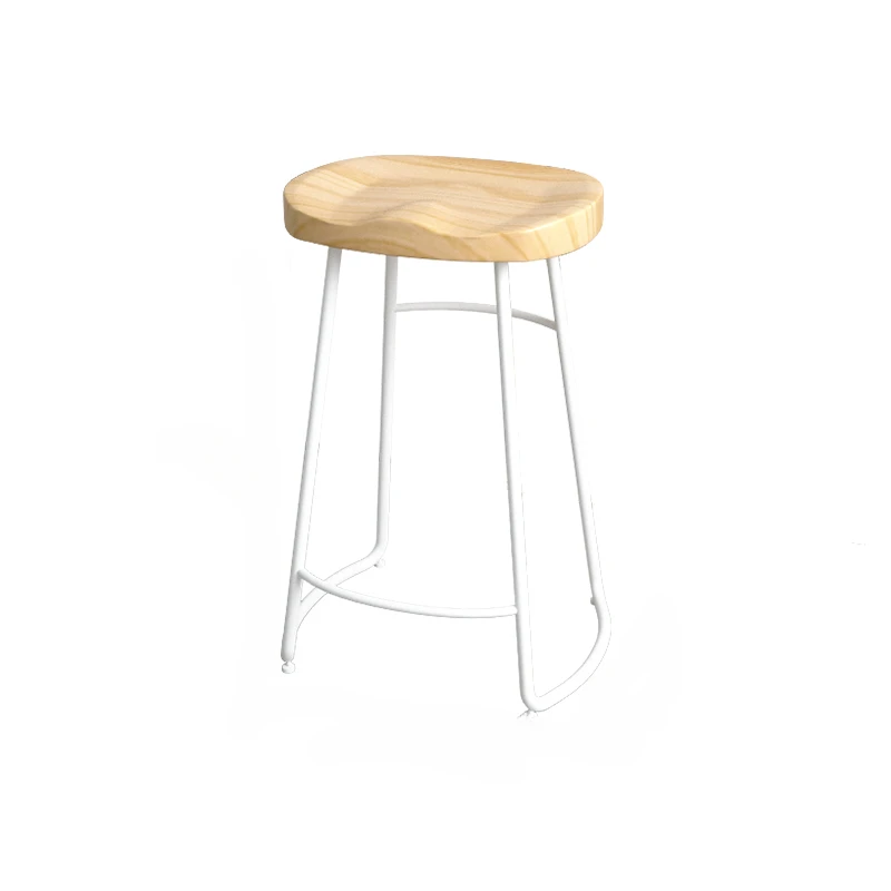 European-style solid wood home bar stool simple modern bar chair milk tea shop dining stool casual retro wrought iron high