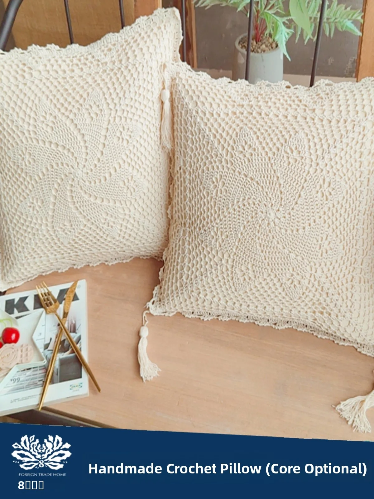 

Handmade Cotton Yarn Hollow out Square Pillow Living Room Sofa Barest Cuion European Sle Fre Country Sle Home Decor