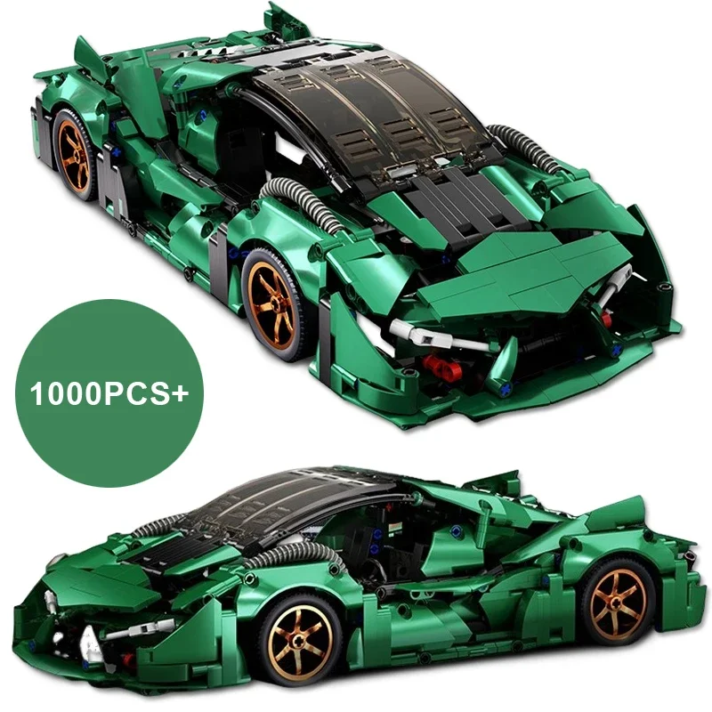 1:14 MOCการวิเคราะห์อาคารบล็อกDIYกีฬาสีเขียวรถSuper Racing Building Blocksอิฐชุดเด็กของขวัญของขวัญวันเกิด 3 +